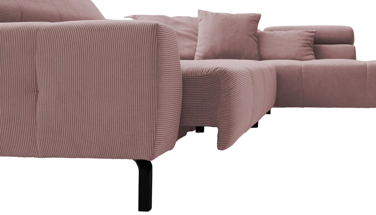 ECKSOFA in Feincord Altrosa  - Schwarz/Altrosa, Konventionell, Textil/Metall (311/219cm) - Hom`in