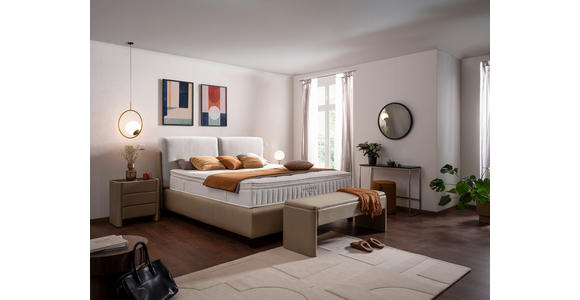 BOXSPRINGBETT 180/200 cm in Hellgrau, Greige - Greige/Hellgrau, Design, Textil/Metall (180/200cm) - Johann Jakob