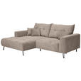 ECKSOFA Taupe Cord  - Taupe/Schwarz, KONVENTIONELL, Textil/Metall (185/250cm) - Carryhome