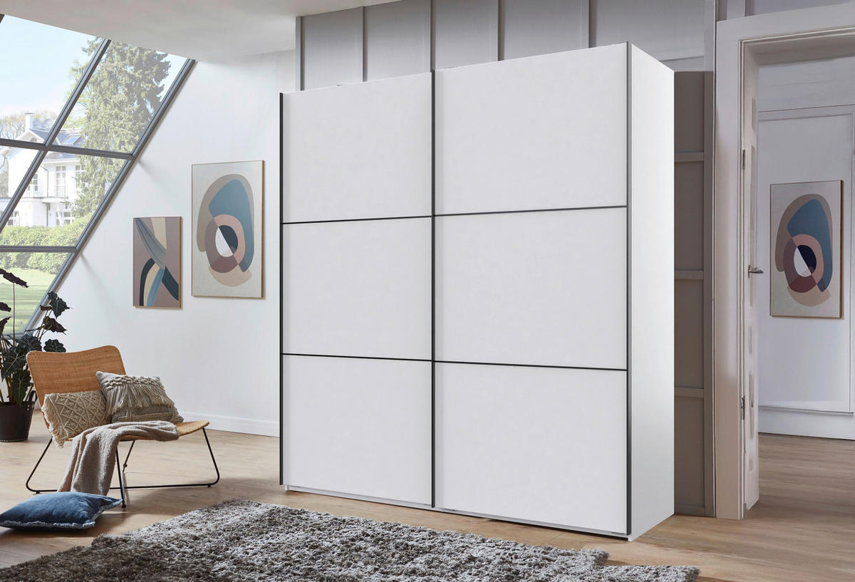 SCHWEBETÜRENSCHRANK 200/216/65 cm 2-türig Schwarz, Weiß  - Schwarz/Weiß, KONVENTIONELL, Holzwerkstoff/Metall (200/216/65cm) - Stylife