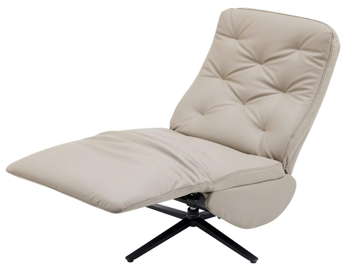 RELAXSESSEL Webstoff Relaxfunktion, Fußteilverstellung    - Taupe/Schwarz, Design, Textil/Metall (68/113/84cm) - Livetastic
