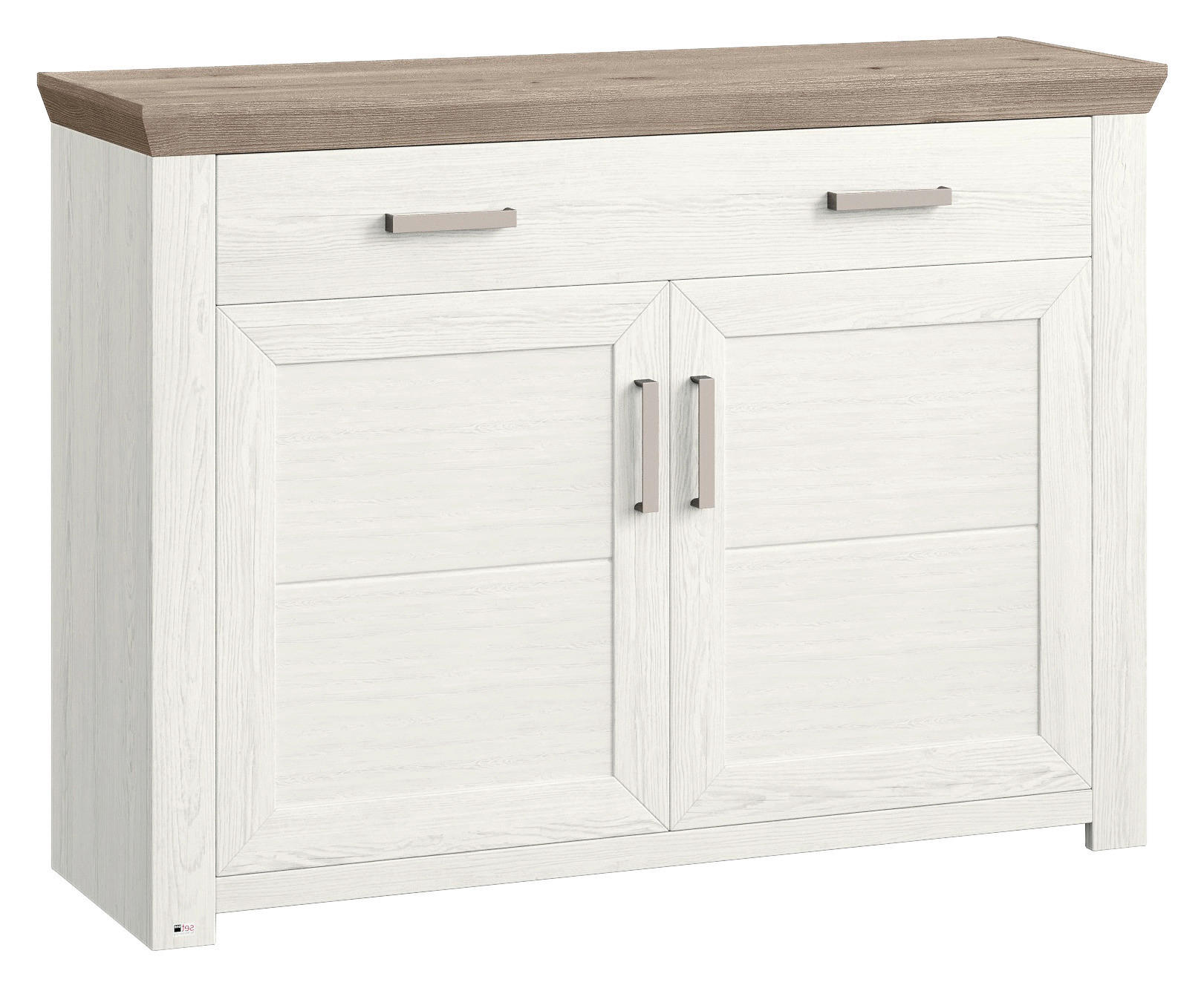 SIDEBOARD  in 129,3/94,6/44,2 cm  - Eichefarben/Weiß, Design, Holzwerkstoff/Metall (129,3/94,6/44,2cm) - SetOne by Musterring