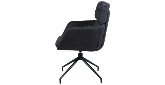 ARMLEHNSTUHL  Stoffauswahl, Sitzfläche 360° drehbar, automatische Rückholfunktion Webstoff  Schwarz  - Schwarz, Design, Textil/Metall (62/92/66cm) - Dieter Knoll