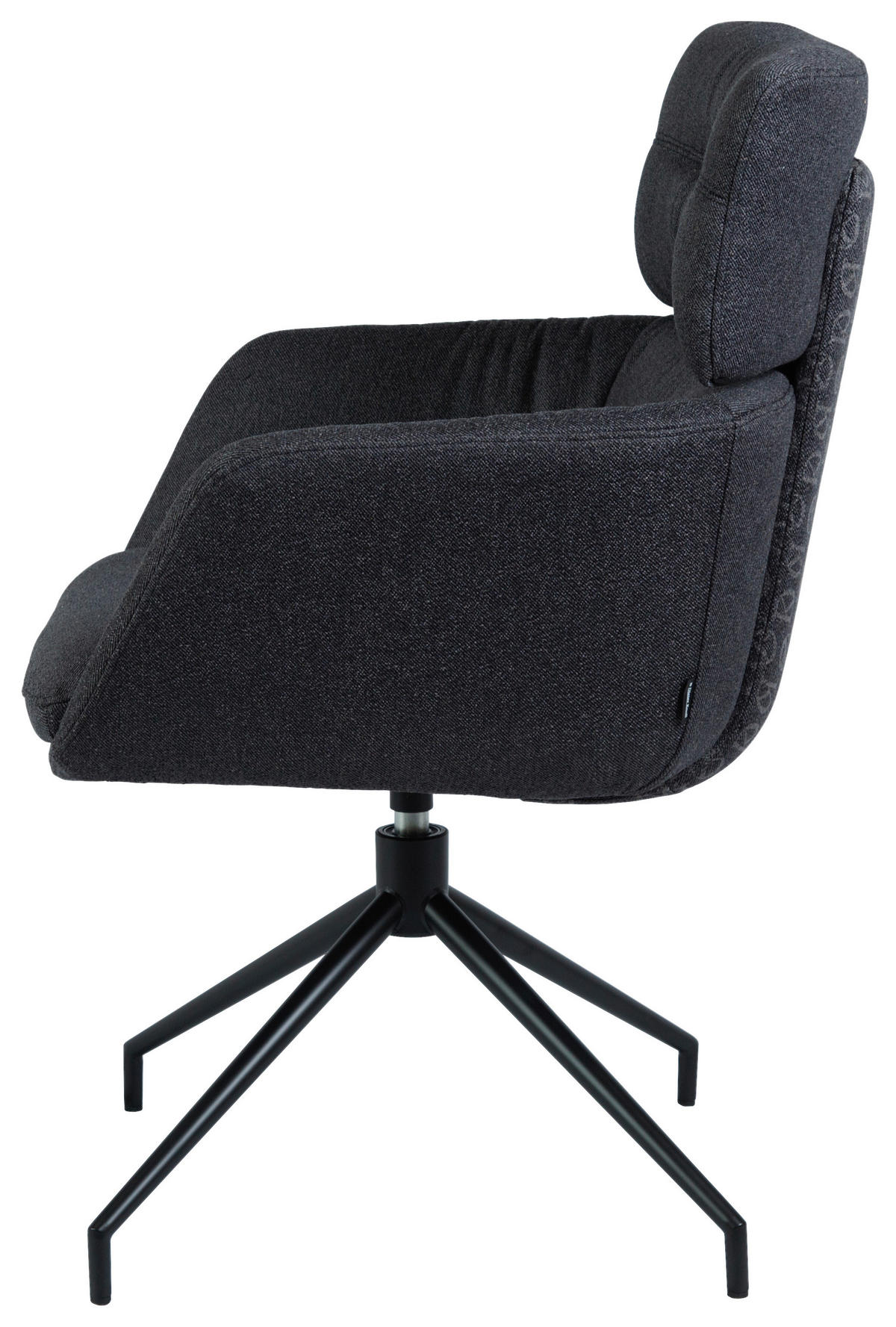 ARMLEHNSTUHL  Stoffauswahl, Sitzfläche 360° drehbar, automatische Rückholfunktion Webstoff  Schwarz  - Schwarz, Design, Textil/Metall (62/92/66cm) - Dieter Knoll