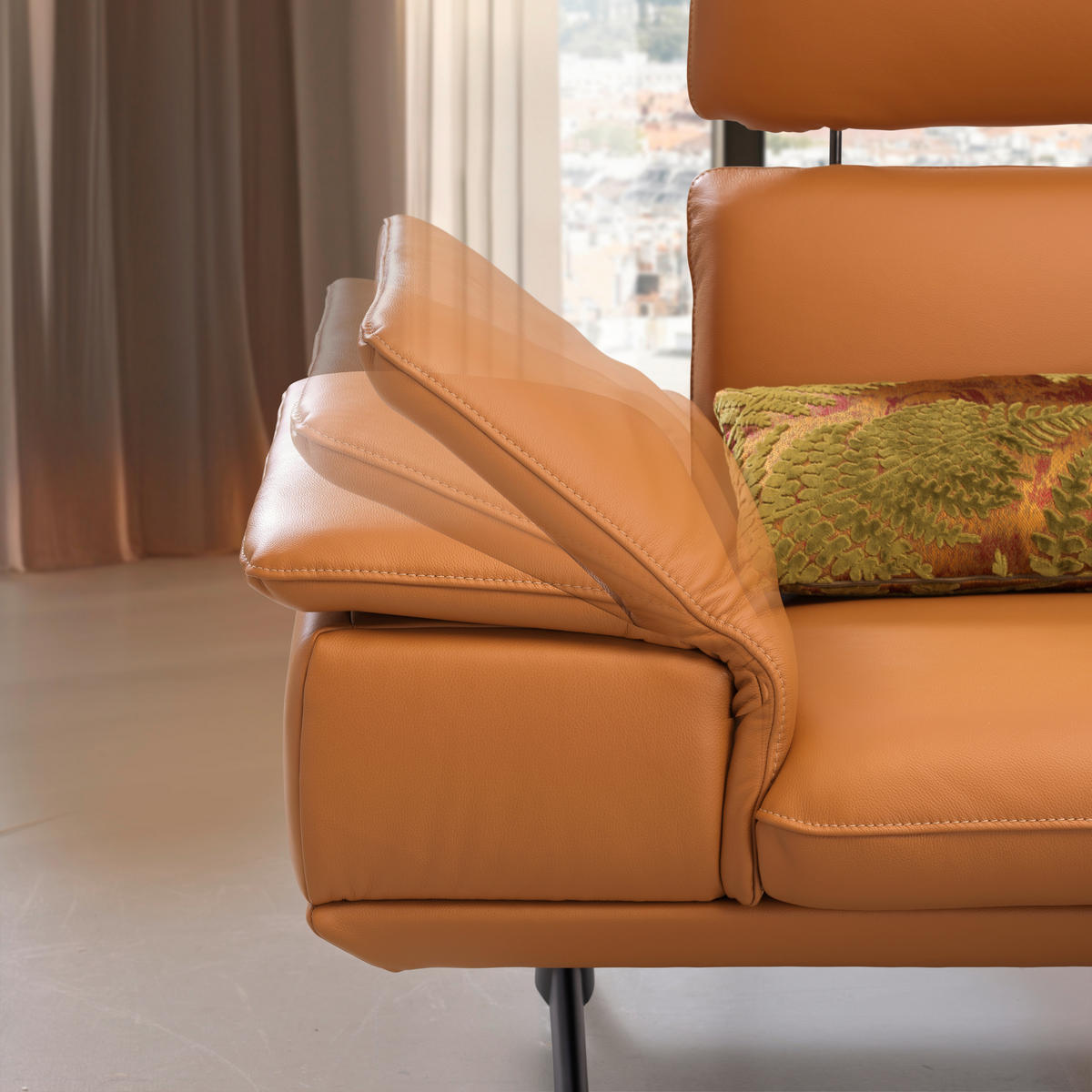 ECKSOFA in Echtleder Bernsteinfarben  - Beige/Bernsteinfarben, Design, Leder/Metall (239/152cm) - Koinor