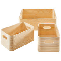 AUFBEWAHRUNGSBOXEN-SET - Naturfarben, Trend, Holz (36/25/11,5cm) - Ambia Home