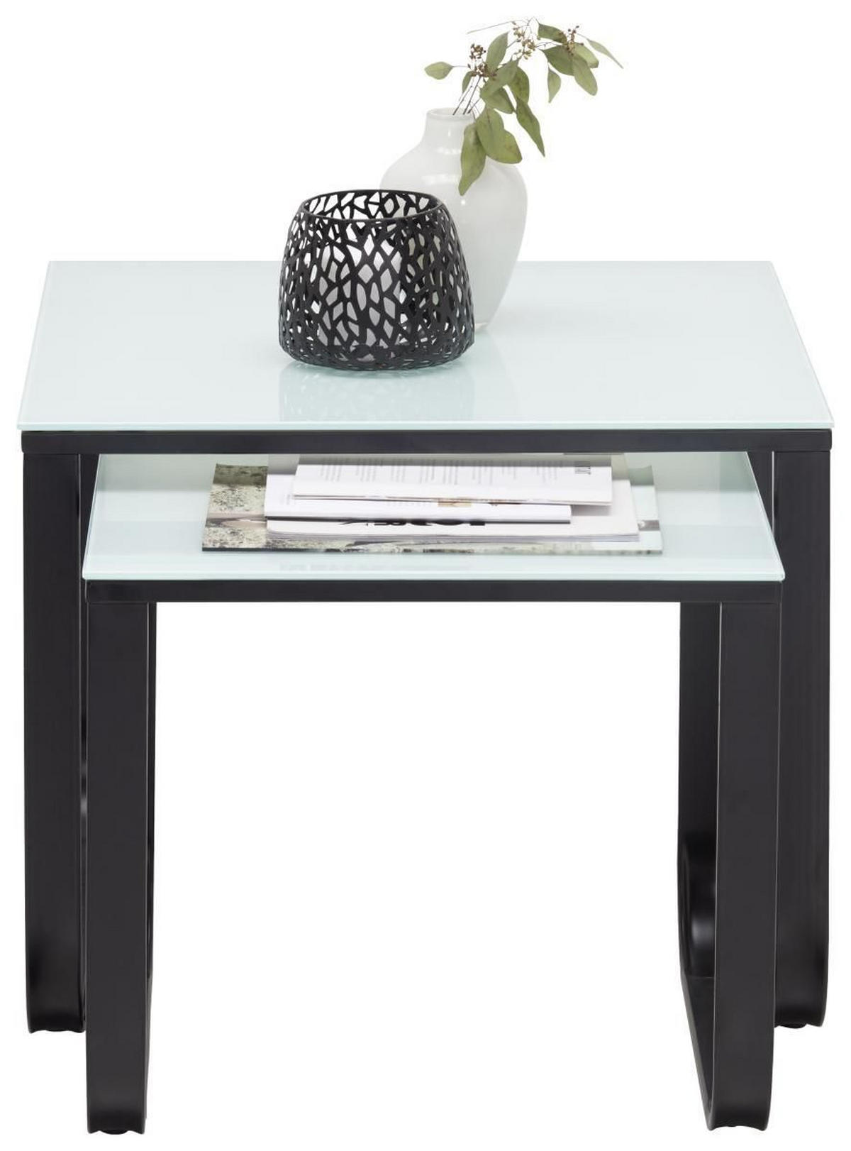 SET MIZ, bela, temno siva  - temno siva/bela, Design, kovina/steklo (45/55/45/55/45/40cm) - Carryhome