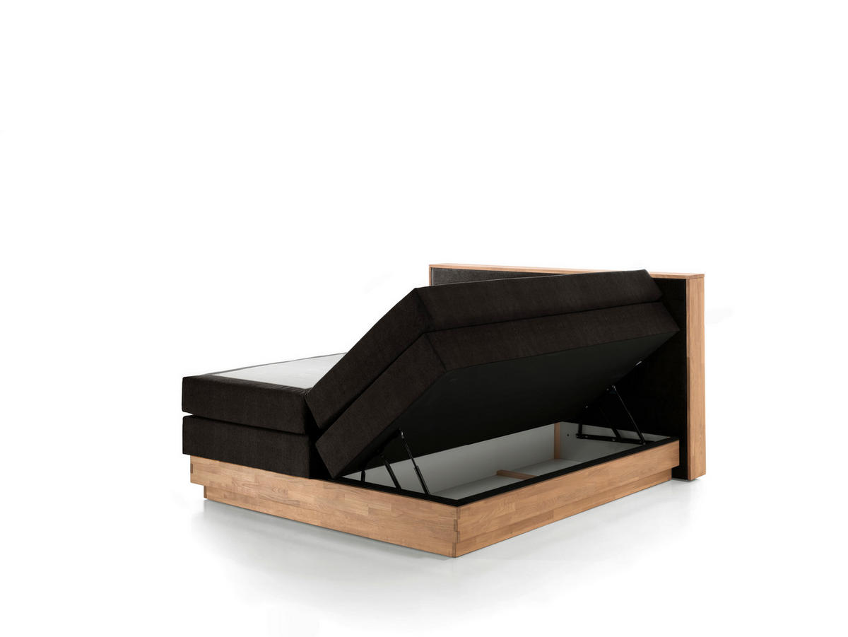 BOXSPRINGBETT 160/200 cm  in Schwarz, Eichefarben  - Eichefarben/Schwarz, MODERN, Holz/Kunststoff (160/200cm) - MID.YOU