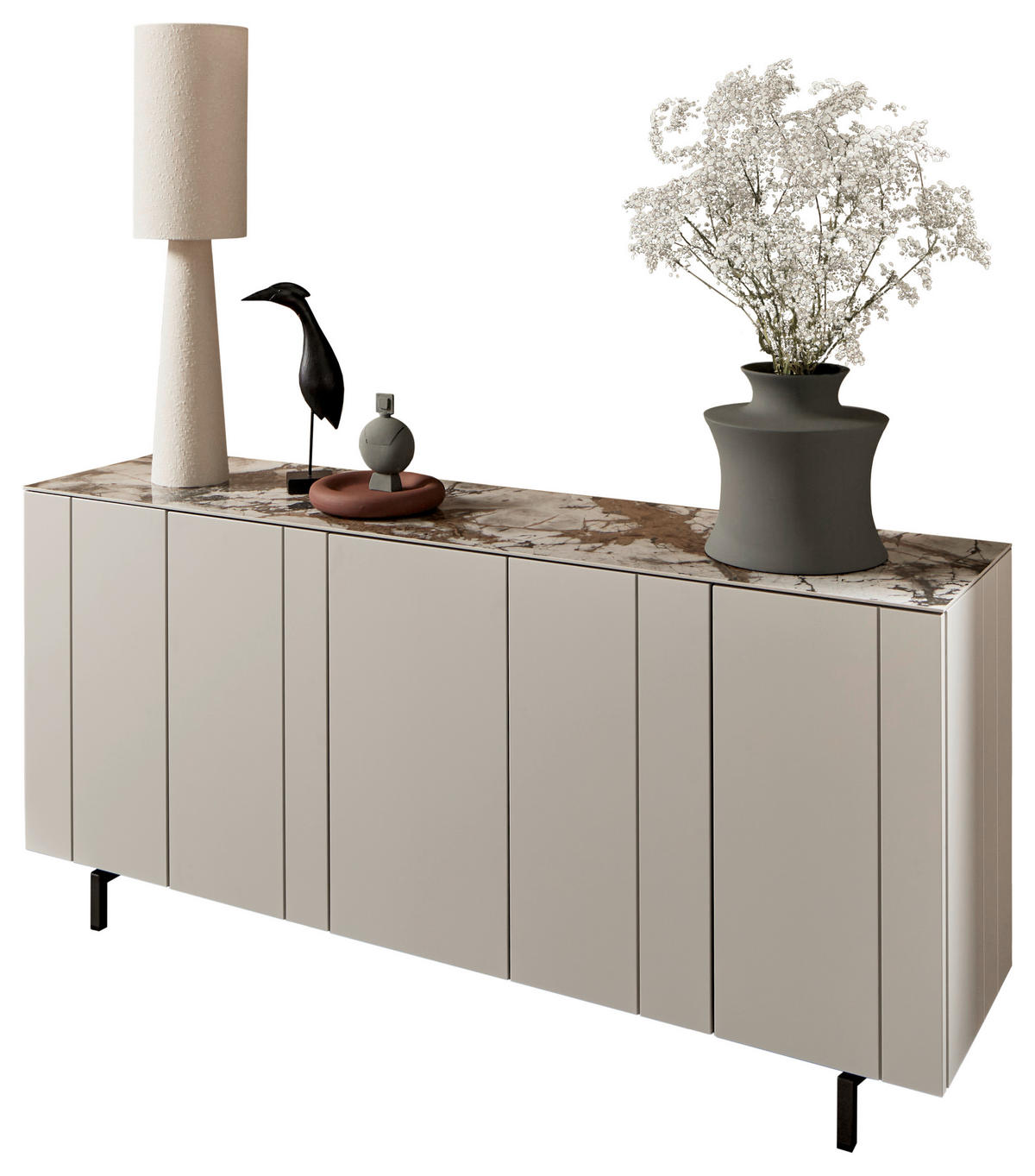 SIDEBOARD Perlmutt  180/85/45 cm  - Perlmutt/Schwarz, Design, Holzwerkstoff/Metall (180/85/45cm) - Johann Jakob