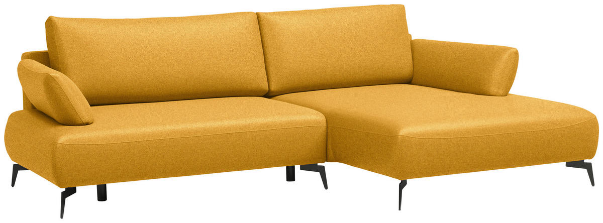 ECKSOFA Struktur Senfgelb  - Senfgelb/Schwarz, Design, Textil/Metall (284/186cm) - Lomoco