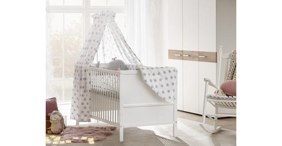 GITTERBETT-KOMPLETTSET STAR  144,5/74,5/82 cm   - Weiß/Grau, LIFESTYLE, Holz/Textil (144,5/74,5/82cm) - My Baby Lou