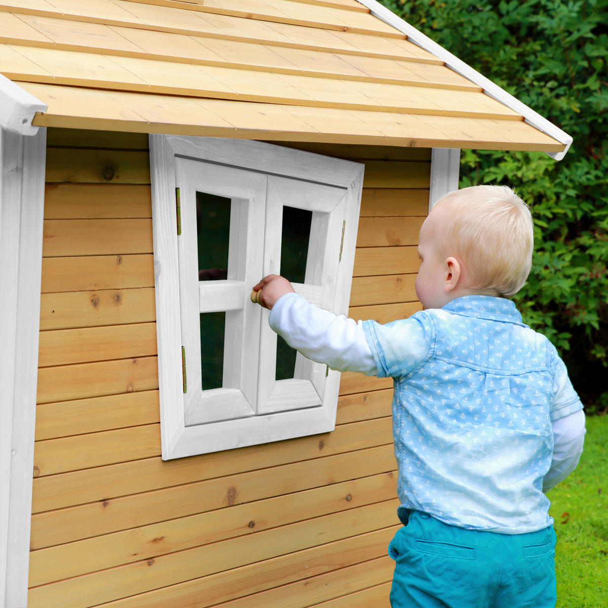 SPIELHAUS 144/146/157 cm  - Braun/Weiß, KONVENTIONELL, Holz (144/146/157cm) - Ambia Garden
