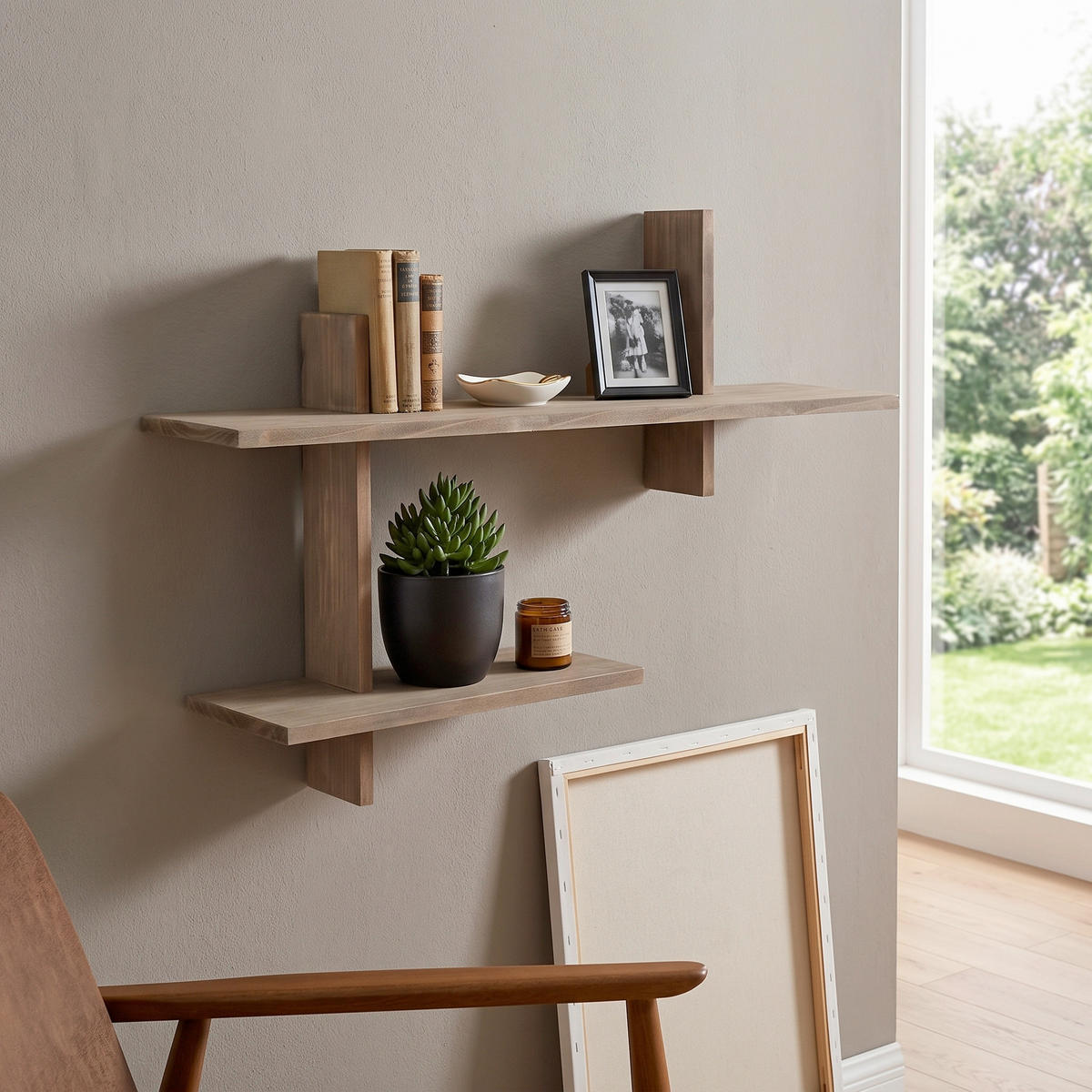 VÄGGHYLLPLAN 60/44/15 cm  - brun, Design, trä (60/44/15cm)