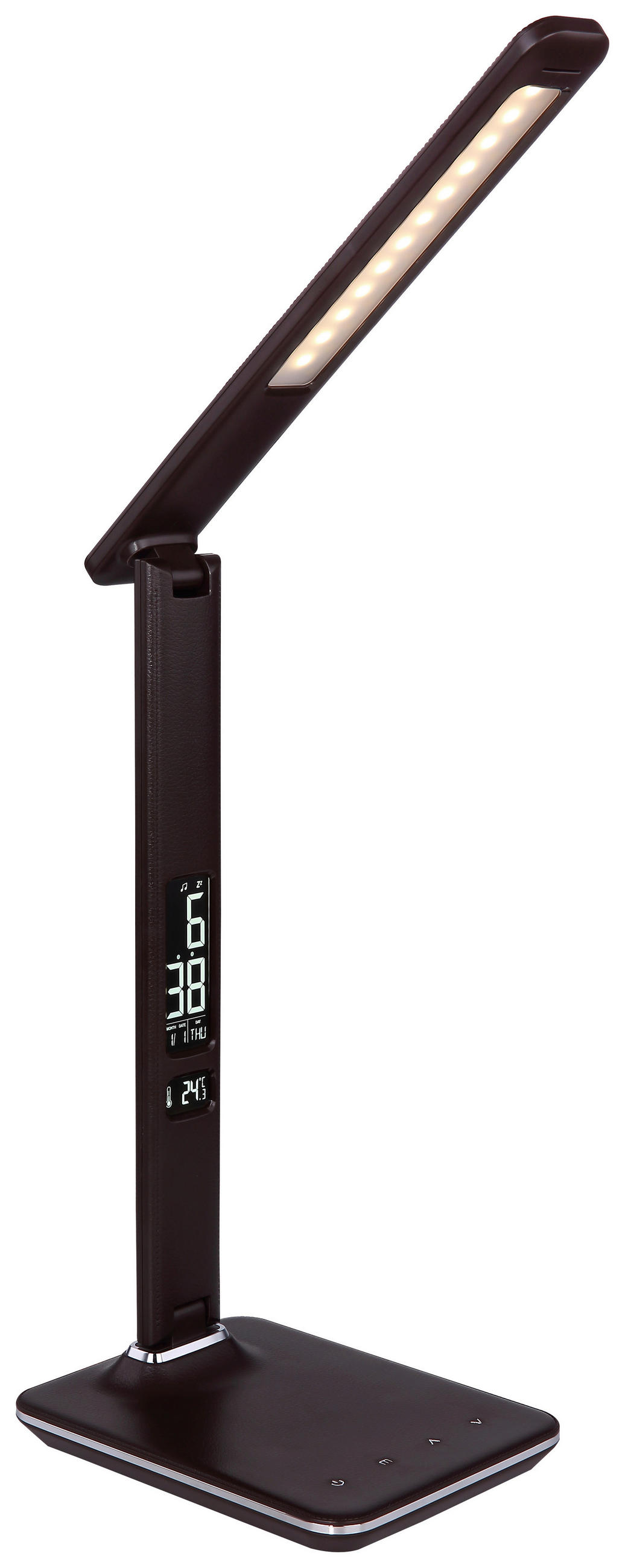 LED-Tischlampe Tanna Braun Mit Touchdimmer, Kalenderfunktion