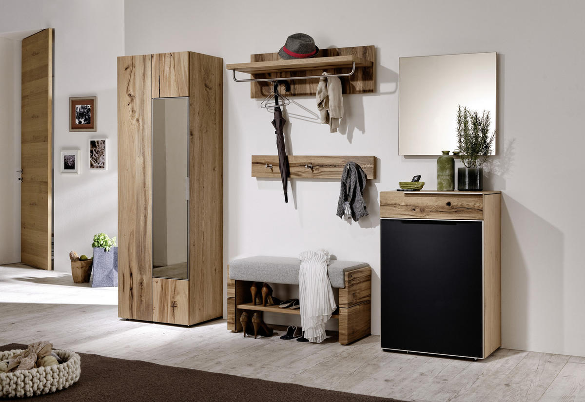 GARDEROBENSCHRANK 64/194/42,5 cm  - Eichefarben/Silberfarben, Natur, Glas/Holz (64/194/42,5cm) - Voglauer