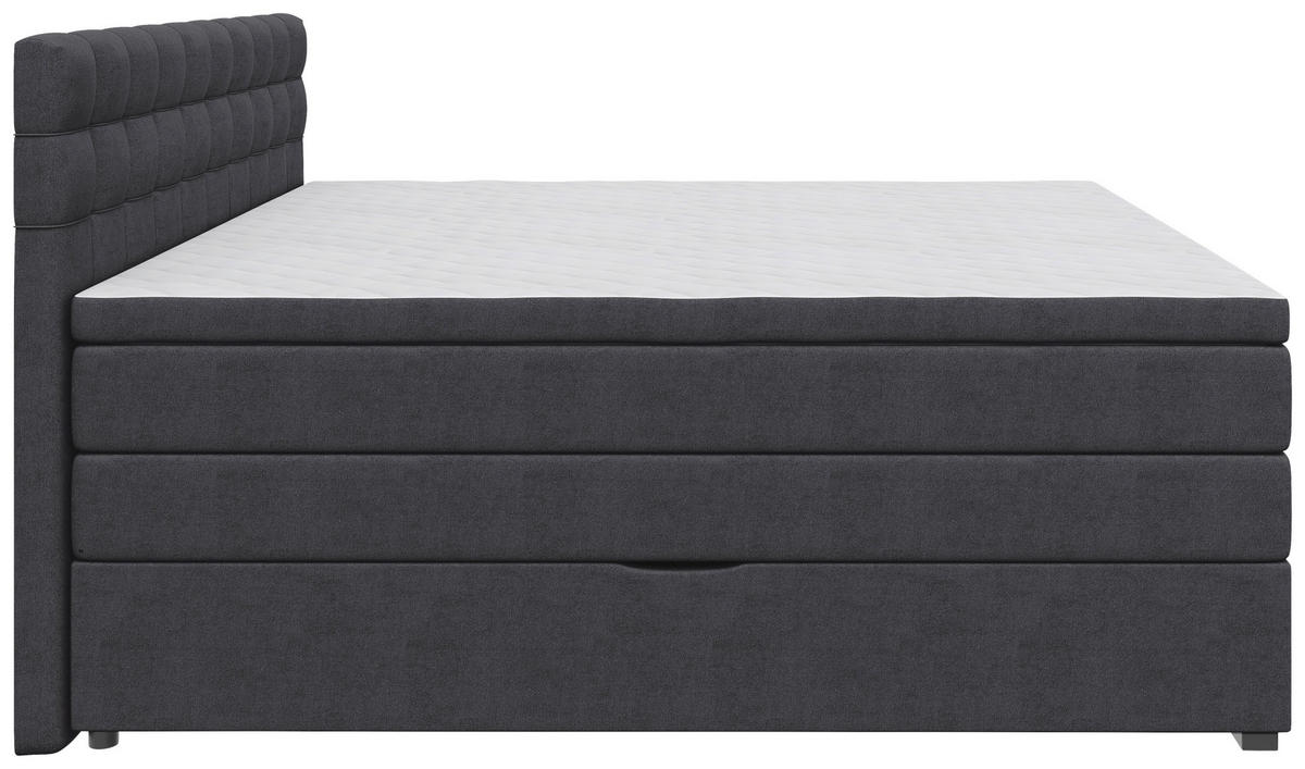 BOXSPRINGBETT 180/200 cm,  in Schwarz, Bettkasten, Topper, Matratzen, H3 = fest  - Schwarz, KONVENTIONELL, Kunststoff/Textil (180/200cm) - Boxxx