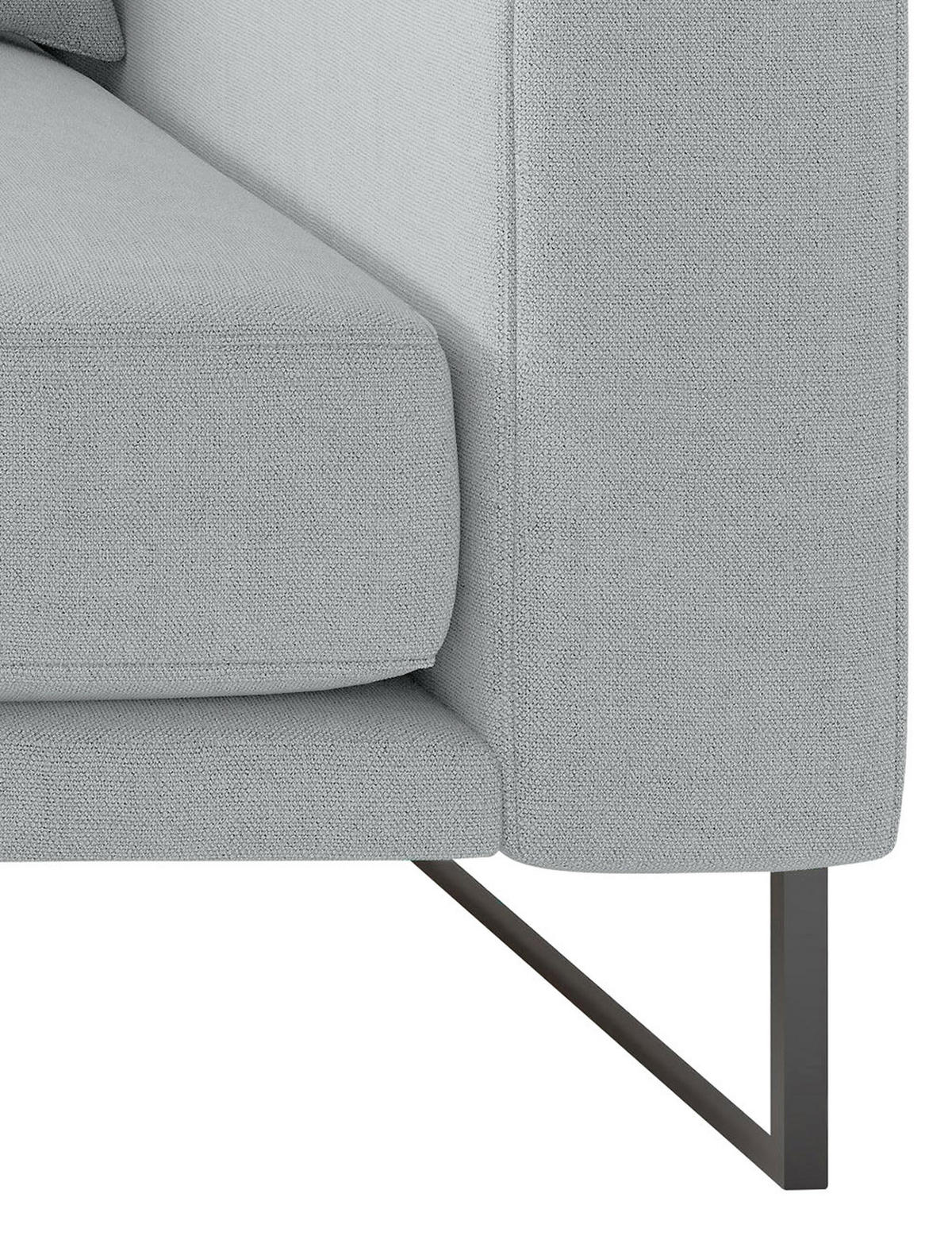 BIGSOFA in Webstoff Grau  - Schwarz/Grau, Design, Textil/Metall (150/283cm) - Livetastic