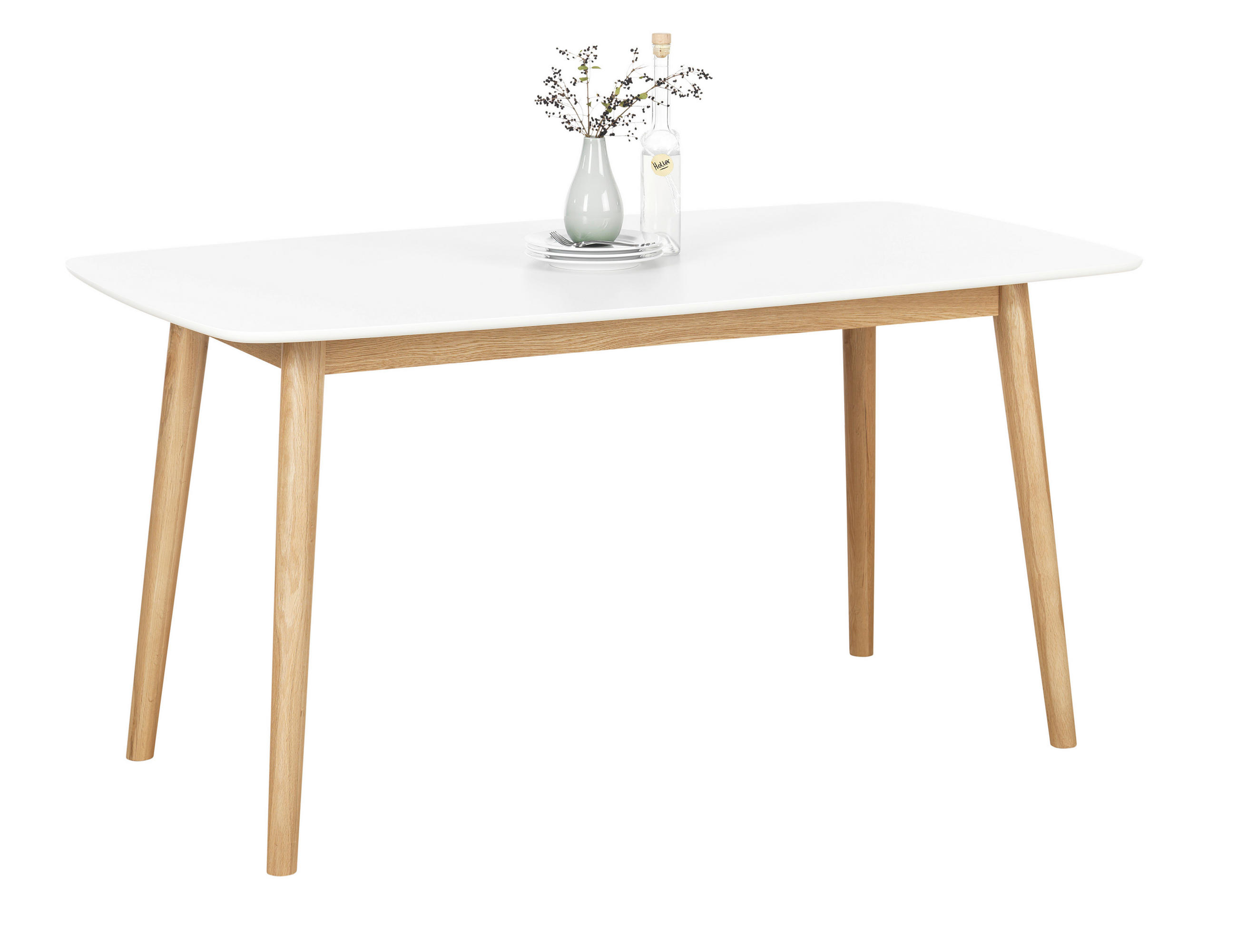 ESSTISCH Eiche massiv rechteckig Weiß, Eichefarben  - Eichefarben/Weiß, Design, Holz/Holzwerkstoff (150/80/75,5cm) - Livetastic