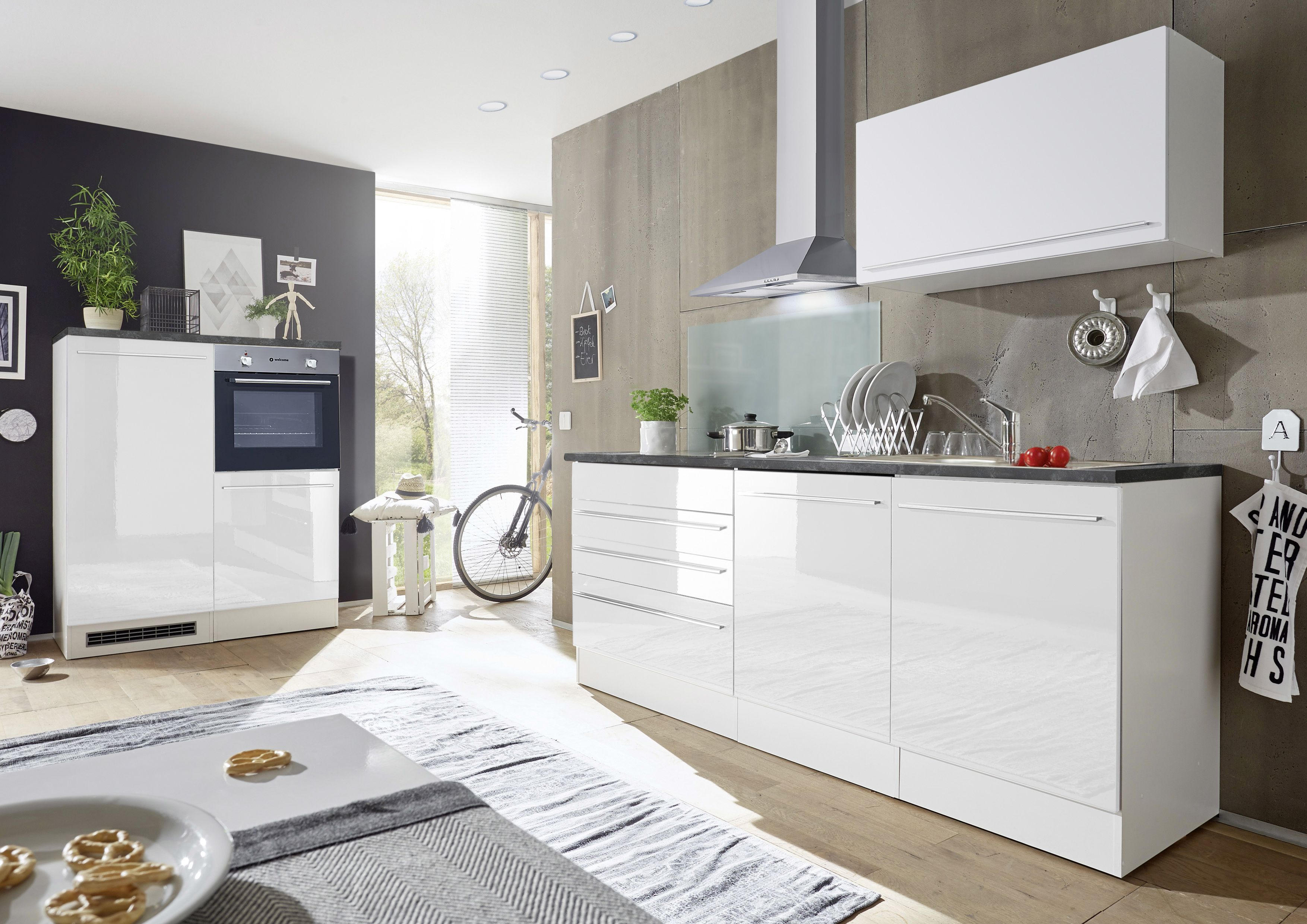 Küchenblock in Weiß 200 cm E-Geräte, Spüle, Geschirrspüler  - Weiß, MODERN (200+120cm) - Carryhome
