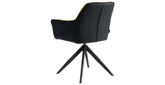 ARMLEHNSTUHL in Eisen Webstoff - Gelb/Anthrazit, Design, Textil/Metall (61.5/83.5/63cm) - Novel