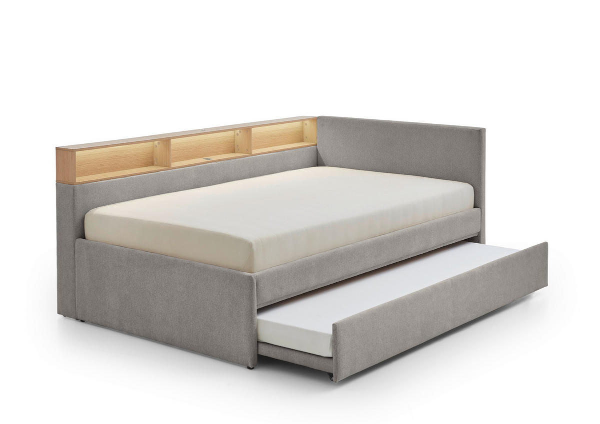 AUSZIEHBETT 140/200 cm,  in Grau, Matratze, Lattenrost  - Grau, MODERN, Holz/Holzwerkstoff (140/200cm) - Stylife