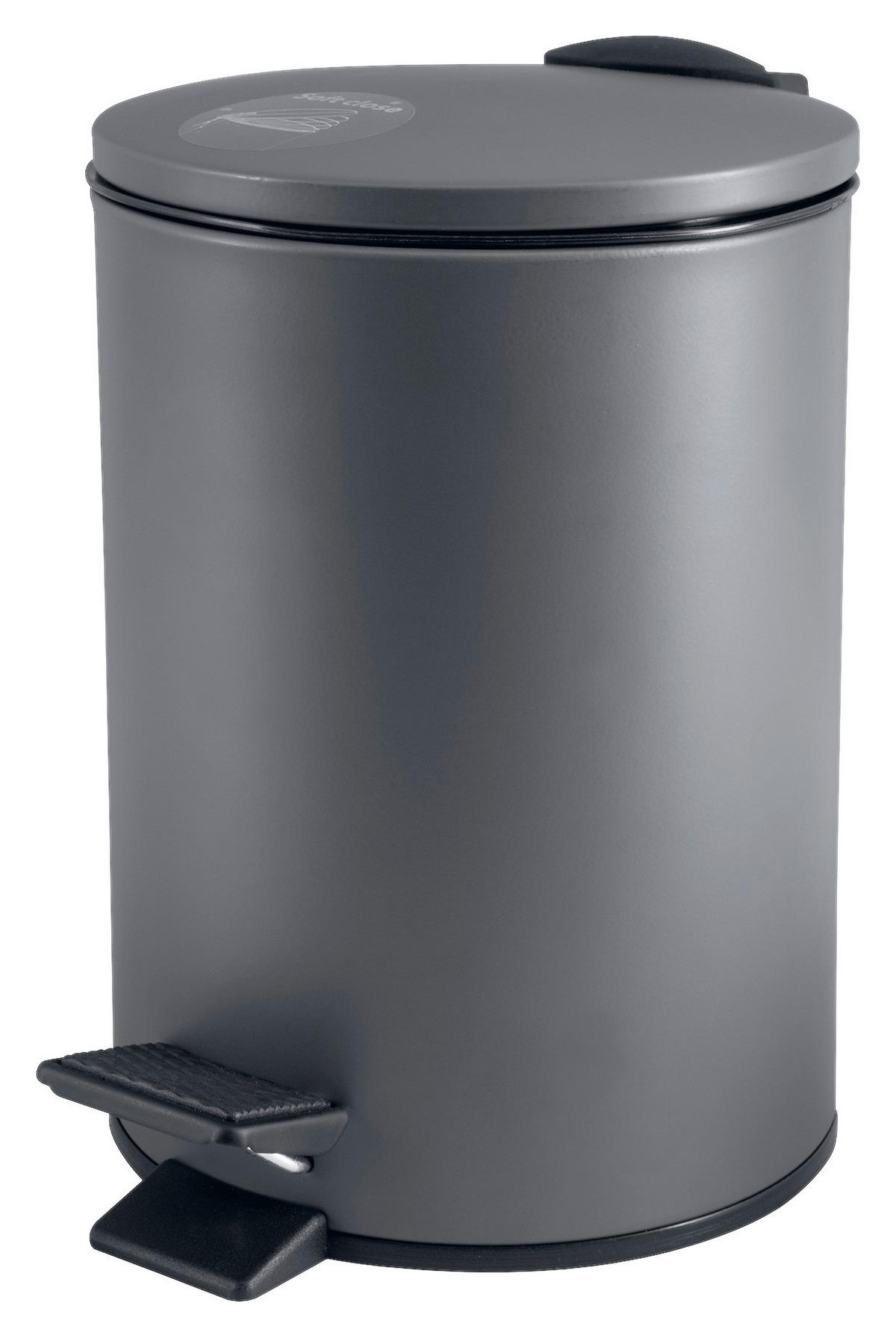 TRETEIMER 3 l  Metall  - Schwarz/Grau, KONVENTIONELL, Kunststoff/Metall (16,80/16,80/22,80cm) - Spirella