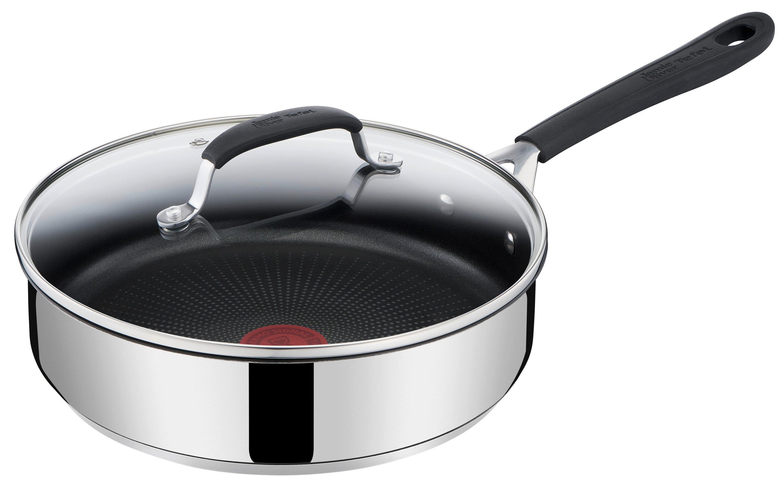 SCHMORPFANNE Tefal by Jamie Oliver Quick & Easy ILAG®-Antihaftbeschichtung 25 cm  - Silberfarben/Schwarz, Basics, Glas/Kunststoff (25cm) - Tefal