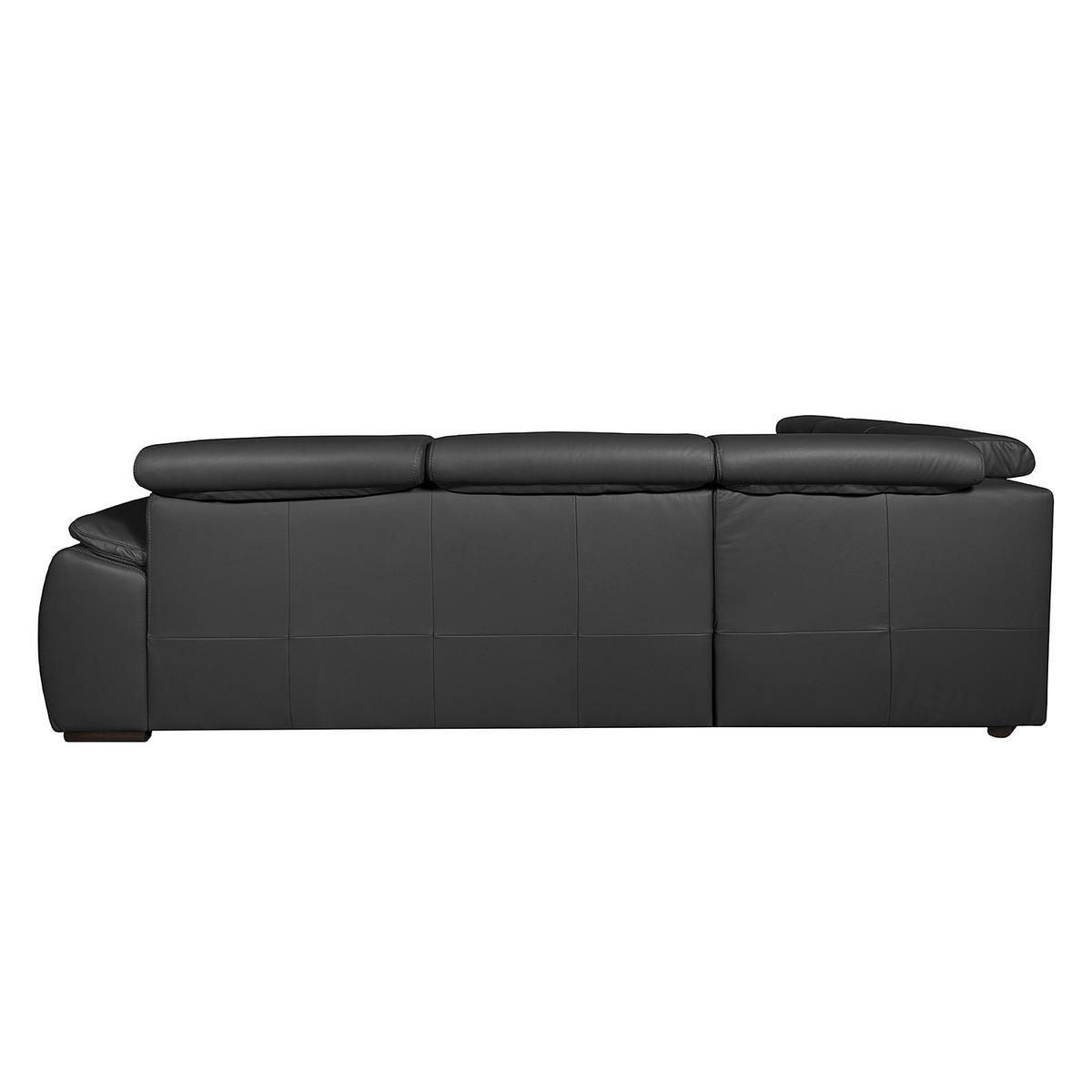 ECKSOFA  in Echtleder Schwarz  265/265 cm  - Wengefarben/Schwarz, Design, Leder/Holz (265/265cm) - Livetastic