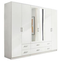 DREHTÜRENSCHRANK 271/210/54 cm 6-türig Weiß  - Alufarben/Weiß, KONVENTIONELL, Glas/Holzwerkstoff (271/210/54cm) - MID.YOU