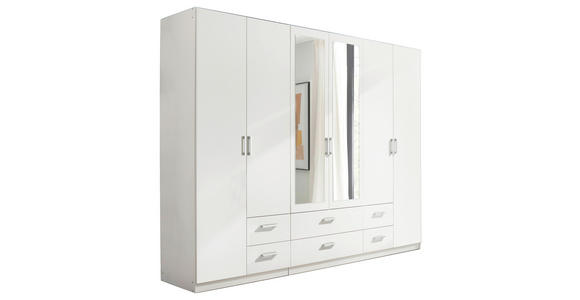 DREHTÜRENSCHRANK  in Weiß  - Alufarben/Weiß, KONVENTIONELL, Glas/Holzwerkstoff (271/210/54cm) - Carryhome