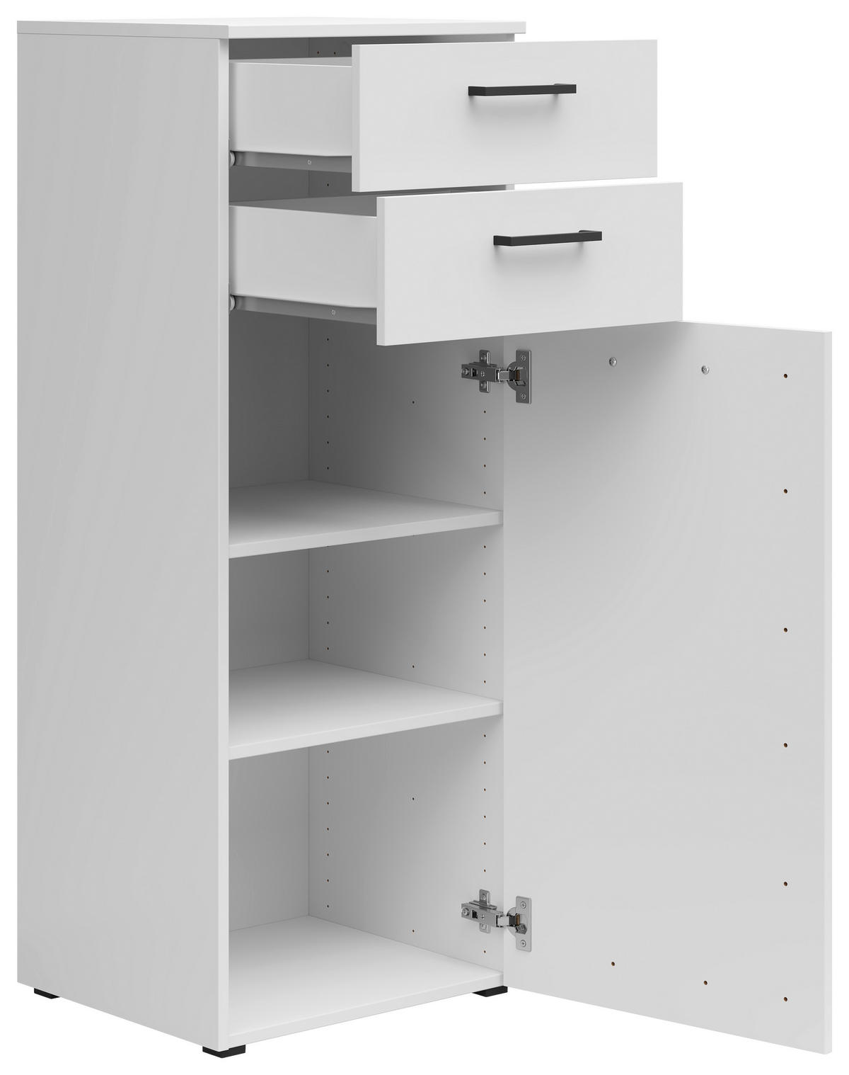 KOMODA, bílá, 45/115/40 cm - bílá/černá, Moderní, kompozitní dřevo/plast (45/115/40cm) - Carryhome