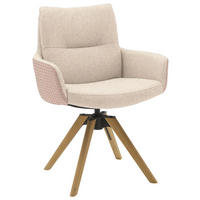 ARMLEHNSTUHL  Beinauswahl, Sitzfläche 360° drehbar, Stoff-/Lederauswahl Flachgewebe  Naturfarben, Hellrosa  - Hellrosa/Beige, Design, Holz/Textil (62/90/68cm) - Valnatura