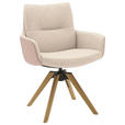 ARMLEHNSTUHL  Beinauswahl, Sitzfläche 360° drehbar, Stoff-/Lederauswahl Flachgewebe  Naturfarben, Hellrosa  - Hellrosa/Beige, Design, Holz/Textil (62/90/68cm) - Valnatura