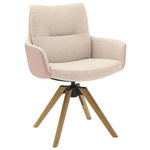 ARMLEHNSTUHL  Beinauswahl, Sitzfläche 360° drehbar, Stoff-/Lederauswahl Flachgewebe  Naturfarben, Hellrosa  - Hellrosa/Beige, Design, Holz/Textil (62/90/68cm) - Valnatura