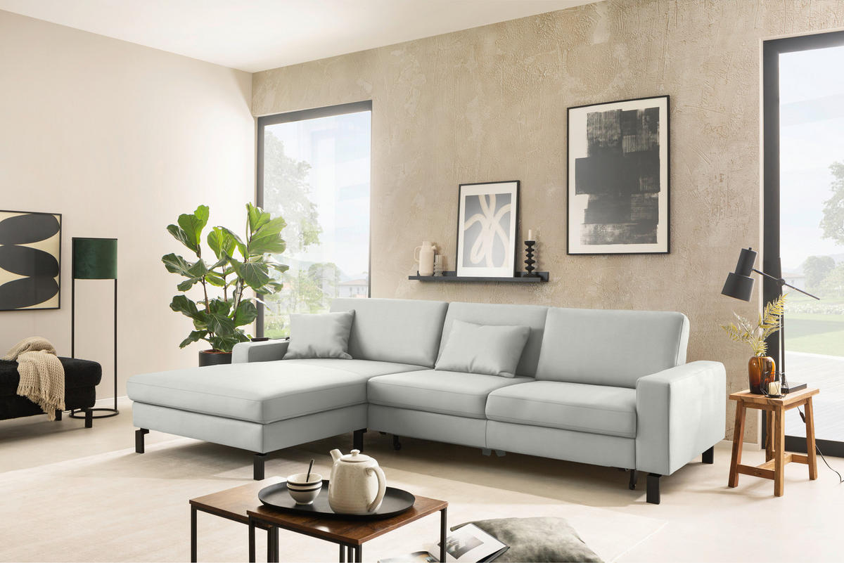ECKSOFA Cord Grauweiss  - Schwarz/Grauweiss, Design, Textil/Metall (185/298cm) - Pure Home Lifestyle