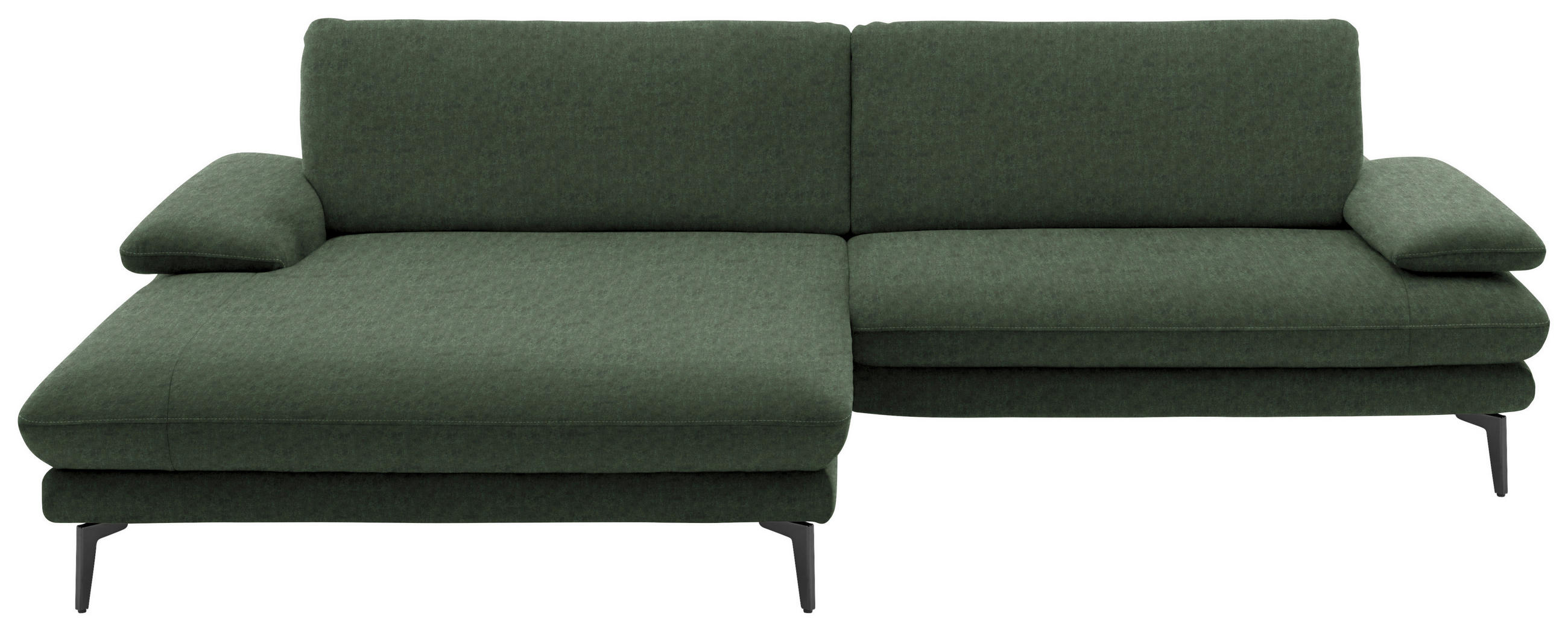 ECKSOFA in Velours Olivgrün  - Schwarz/Olivgrün, Design, Textil/Metall (184/284cm) - Dieter Knoll
