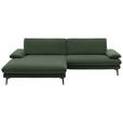 ECKSOFA  in Velours Olivgrün  184/284 cm  - Schwarz/Olivgrün, Design, Textil/Metall (184/284cm) - Dieter Knoll