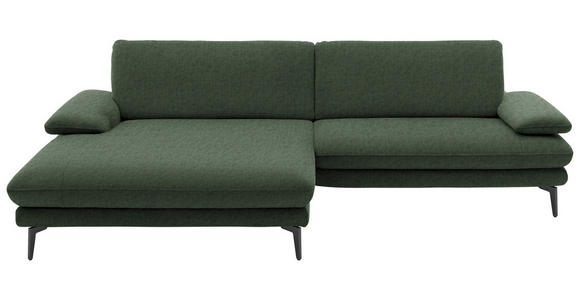ECKSOFA  in Velours Olivgrün  184/284 cm  - Schwarz/Olivgrün, Design, Textil/Metall (184/284cm) - Dieter Knoll