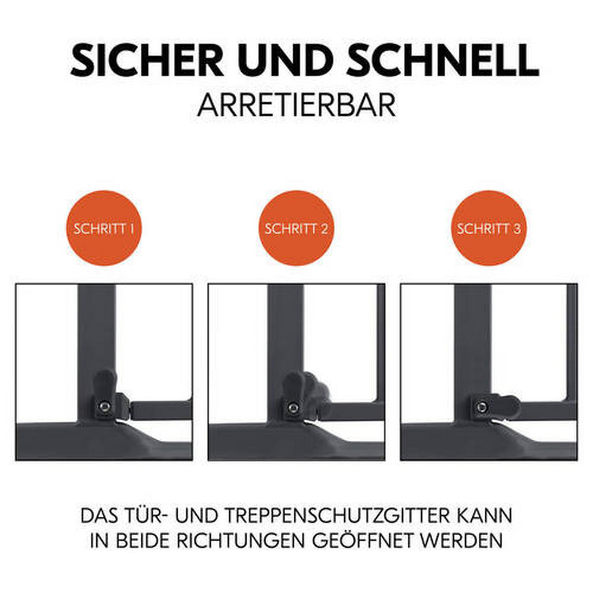 TREPPENSCHUTZGITTER  - Dunkelgrau, Basics, Kunststoff/Metall (75 - 80/77/4cm) - Hauck