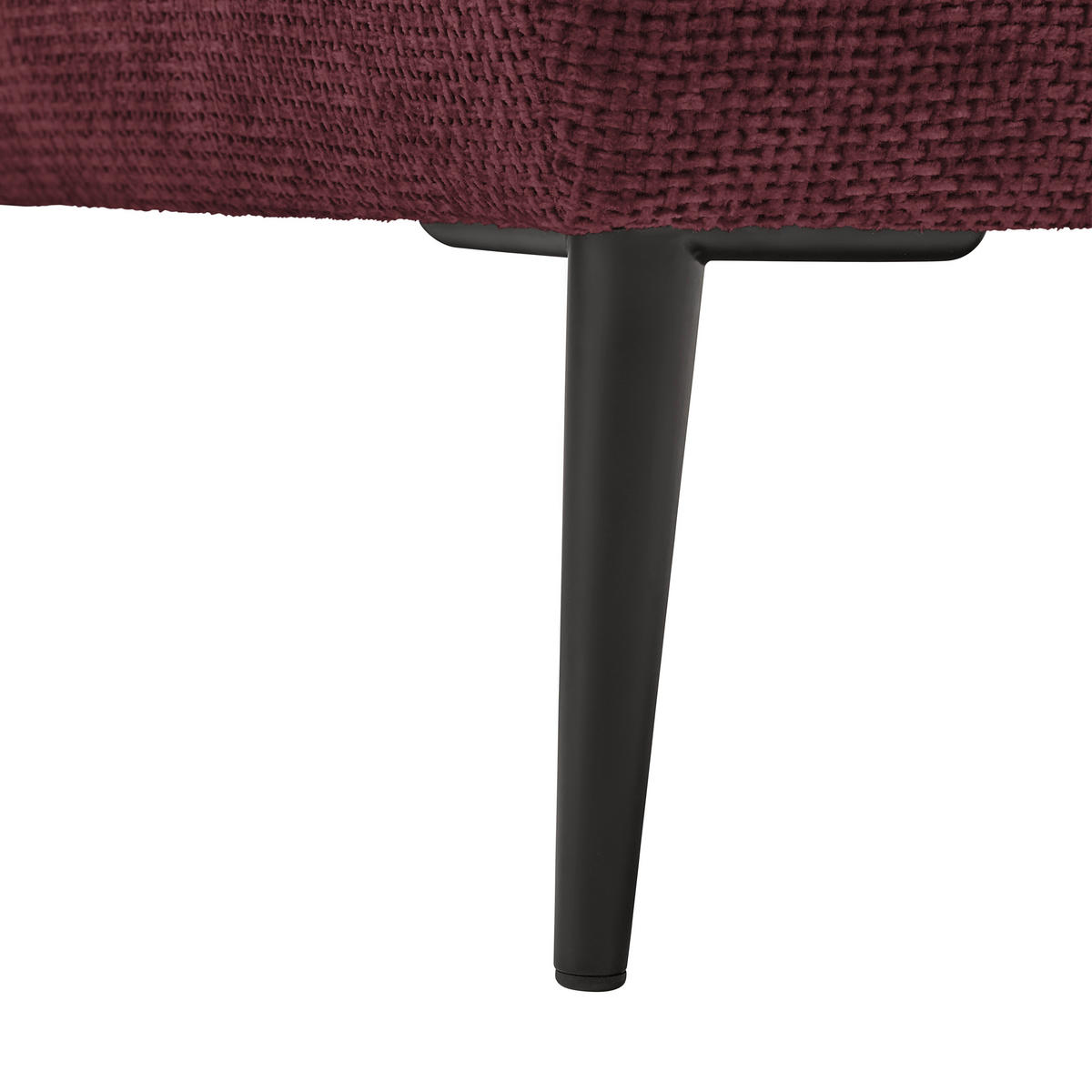 ECKSOFA in Webstoff Bordeaux  - Bordeaux/Schwarz, Modern, Textil/Metall (255/164cm) - MID.YOU