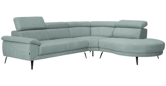 ECKSOFA in Velours Mintgrün  - Schwarz/Mintgrün, Design, Textil/Metall (299/264cm) - Novel