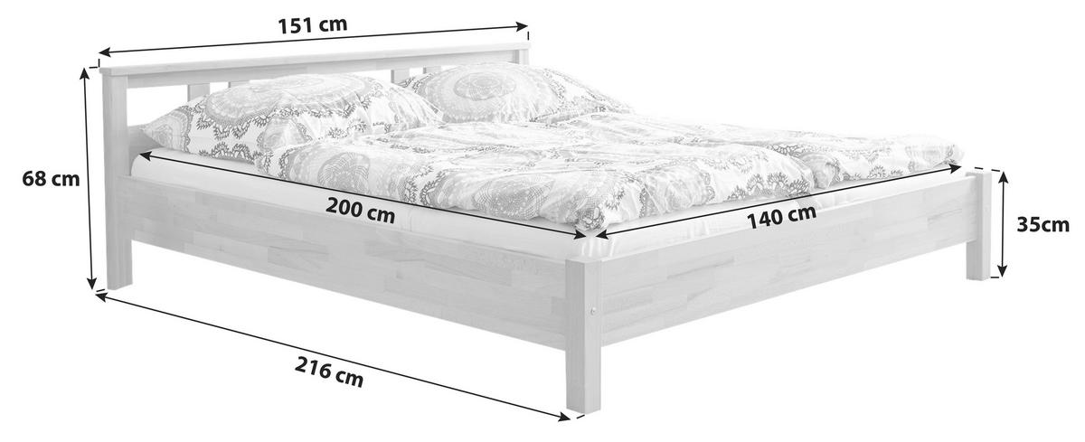 BETT 140/200 cm  in Buchefarben  - Buchefarben, KONVENTIONELL, Holz (140/200cm) - MID.YOU