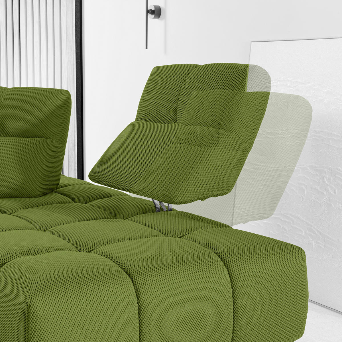 ECKSOFA in Struktur Grün  313/233 cm  - Schwarz/Grün, Design, Kunststoff/Textil (313/233cm) - Emilio Belluti
