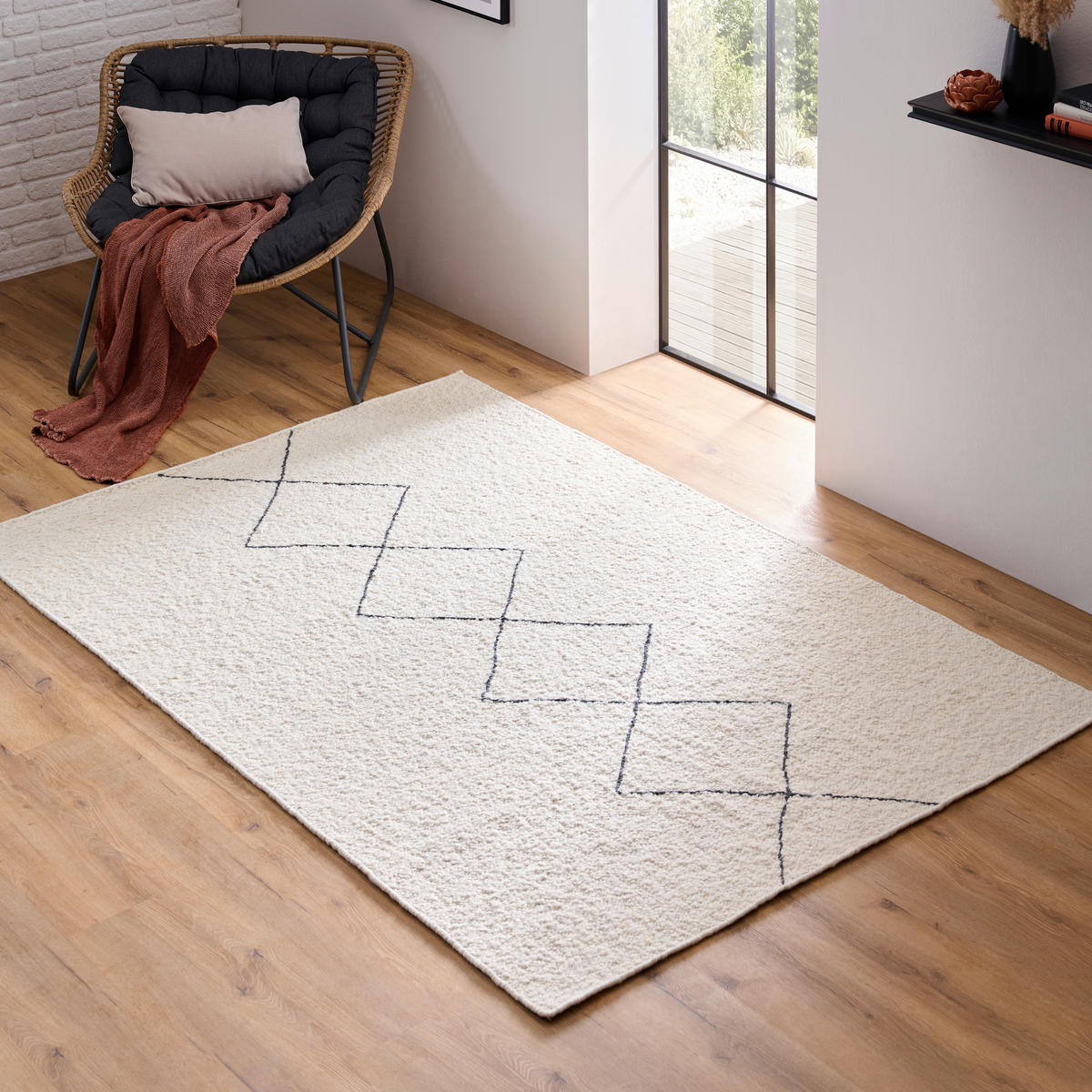 HANDWEBTEPPICH 130/190 cm Atlas Weiß  - Weiß, Natur, Textil (130/190cm) - Linea Natura
