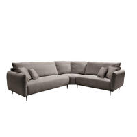 ECKSOFA  in Cord Graubraun  294/256 cm  - Graubraun/Schwarz, Design, Textil/Metall (294/256cm) - Livetastic