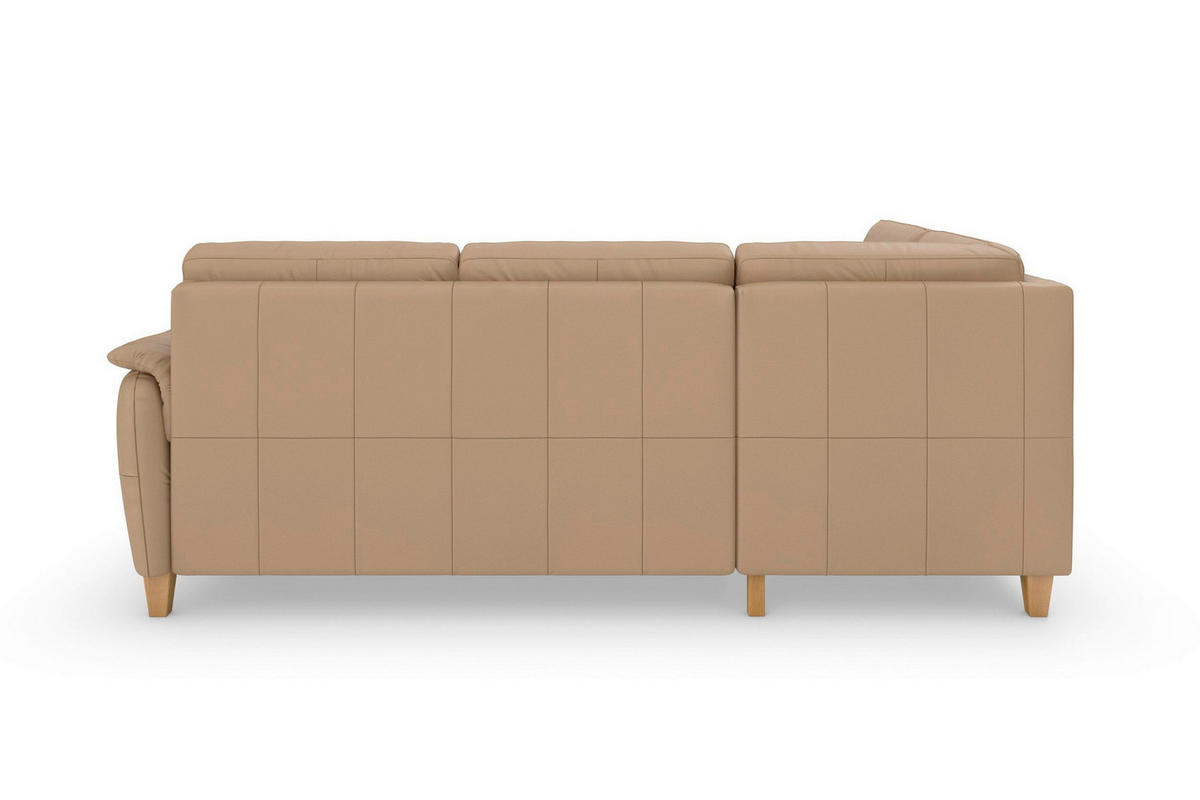ECKSOFA Echtleder Cappuccino  - Eichefarben/Cappuccino, Basics, Leder/Holz (212/236cm) - Sit & More