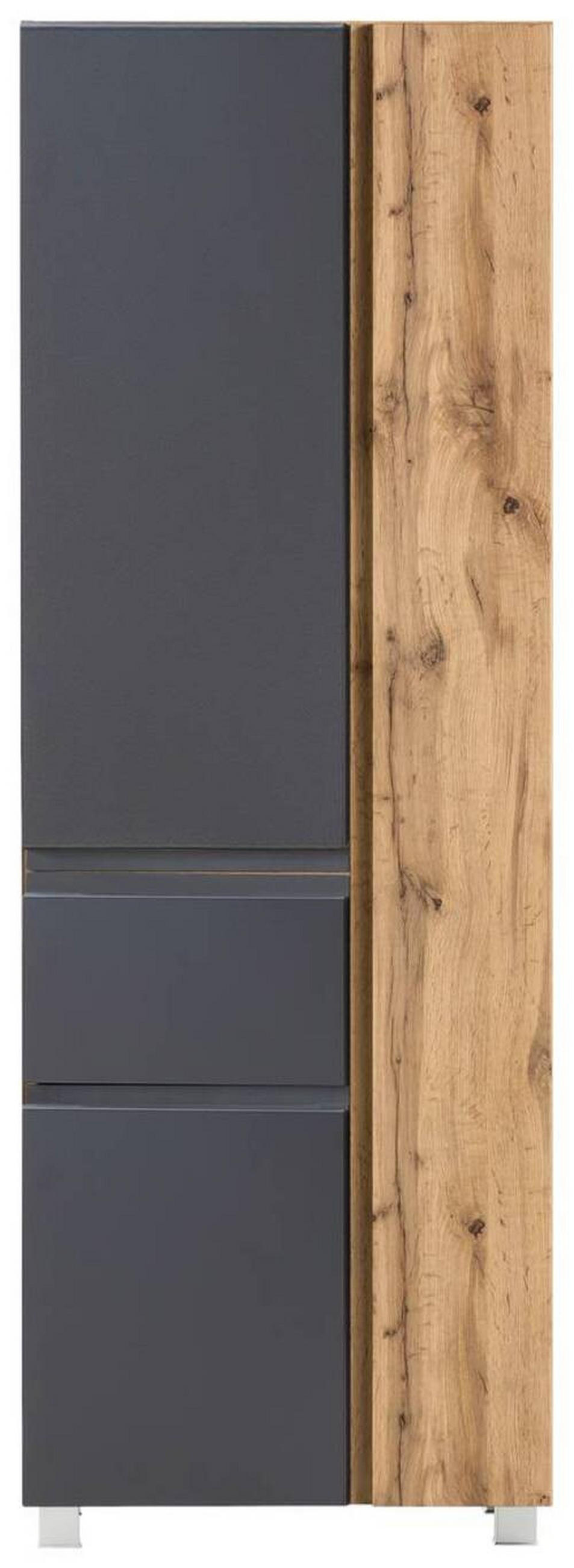 VYSOKÁ SKRINKA, 65/180/35 cm - sivá/dub wotan, Modern, kompozitné drevo (65/180/35cm) - Held