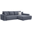 ECKSOFA inkl.Funktionen Grau Samt  - Silberfarben/Grau, Design, Holz/Textil (293/195cm) - Cantus