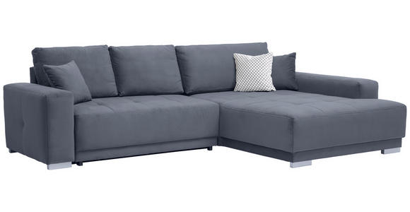 ECKSOFA in Samt Grau  - Silberfarben/Grau, Design, Holz/Textil (293/195cm) - Cantus