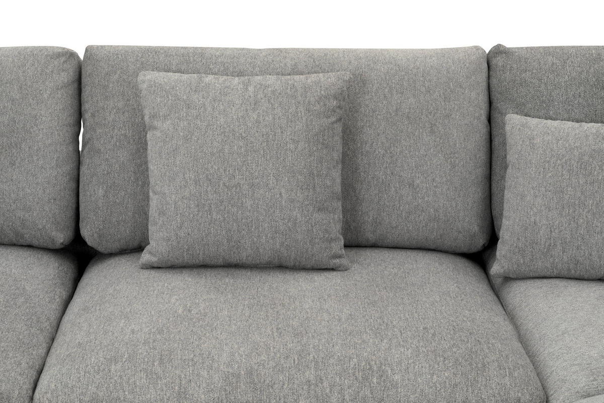 ECKSOFA Grau Webstoff  - Schwarz/Grau, Design, Textil/Metall (323/212cm) - Livetastic